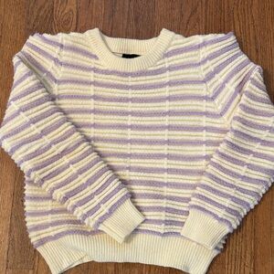 Lumiere Cream and Lavender Striped Crew Neck Sweater. So SOFT 💜